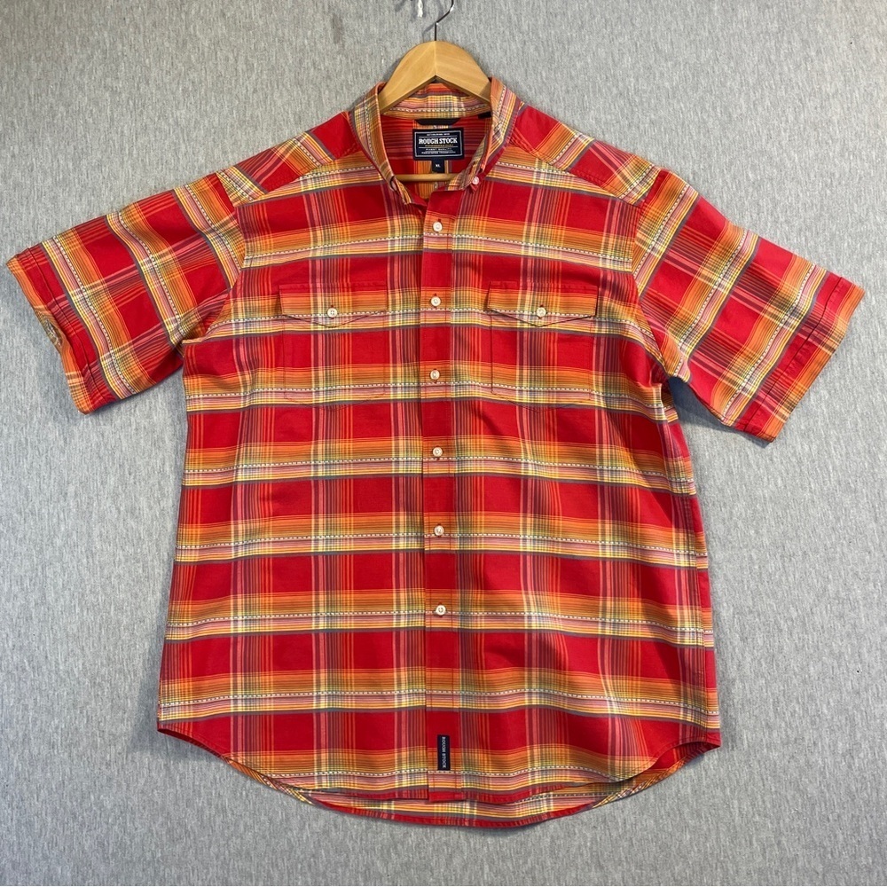 Panhandle Slim Rough Stock Shirt Men’s XL Red Orange Aztec Southwestern